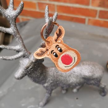 ITH-Stickdatei Schlüsselanhänger Rentierkopf